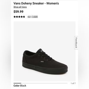 NEW IN BOX Vans Black Doheny Sneaker